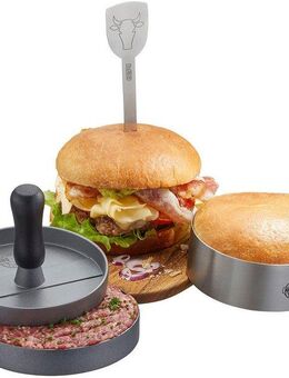 GEFU Burgerpresse BBQ (3 St), Aluminium, Edelstahl, Kunststoff, hochwertiges Edelstahl-Set für perfekte Burger, einfach zu handhaben.
