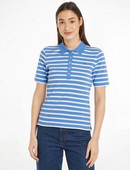 Tommy Hilfiger Poloshirt 1985 REG PIQUE STRIPE POLO SS mit dezenter Tommy Hilfiger Logostickerei