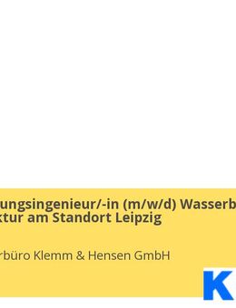 Senior Planungsingenieur/-in (m/w/d) Wasserbau / Infrastruktur am Standort Leipzig - Leipzig
