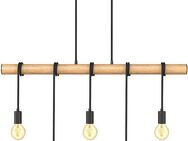 B.K.Licht Pendelleuchte BK_PL1339 Holz-Pendellampe, Schwarz matt, Hängelampe Esstisch, ohne Leuchtmittel, 5-flammig, E27-Fassung, ohne Leuchtmittel (max. 60W), L: 90cm