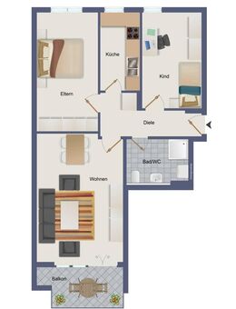Attraktive 3-Raum-ETW, 64 m² Wfl. in Coswig, inkl. Einbauküche, bezugsfrei ***PROVISIONSFREI*** - Coswig
