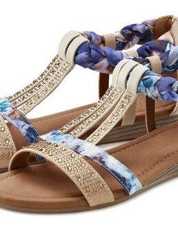 LASCANA Sommerschuh, Sandalette, Sandale mit Verzierung und kleinem Keilabsatz im Festival-Look VEGAN