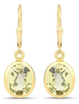 Vira Jewels Paar Ohrhänger 925-Sterling Silber vergoldet Glänzend Lemon Quarz grün