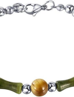 Firetti Armband Schmuck Geschenk Edelstahl Armschmuck Erbskettengliederung Natursteine, mit Jade, Tigerauge