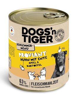 Sparpaket Dogs'n Tiger Schlemmermenü für Hunde 12 x 800 g - Huhn mit Ente, Apfel & Kartoffel