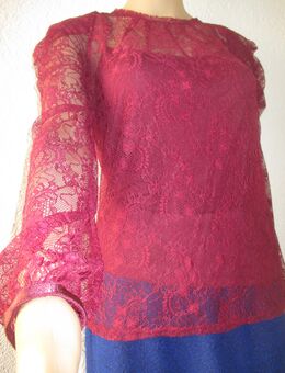 NEU * Boho * Romantik * Blumen * Blüten * Flower * Lace- Spitzen * Logsleeve Bodycon * Bluse mit Spaghetti Träger- Top * T- Shirt "oasis" Gr. 36- 38/ S * bordaux- dunkel- wein- rot * beere * - Riedlingen