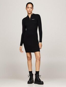 Tommy Jeans Strickkleid TJW METALLIC TIP ZIP SWTR DRESS mit Glitzer, Zipper