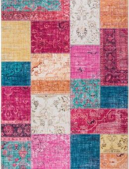 LUXOR living Teppich Prima 2, rechteckig, Höhe: 7 mm, Kurzflor, Patchwork Muster, Vintage Design, Wohnzimmer