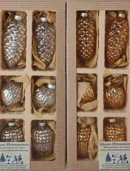 Krebs Glas Lauscha Christbaumschmuck Zapfen-Eichel-Walnuss (18-tlg), handdekoriert