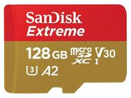 Sandisk microSDXC Extreme Speicherkarte (128 GB, Video Speed Class 30 (V30)/UHS Speed Class 3 (U3)