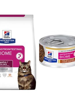 8 kg Hill's Prescription Diet Trockenfutter + 6 x 82 g passendes Nassfutter gratis! - Gastrointestinal Biome mit Huhn + 6 x 82 g mit Huhn & Gemüse
