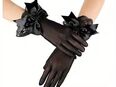 Schwarze Satin Spitzenhandschuhe Vintage kurze elegante Handschuhe Hochzeit Brautkleid Handschuhe in 45768