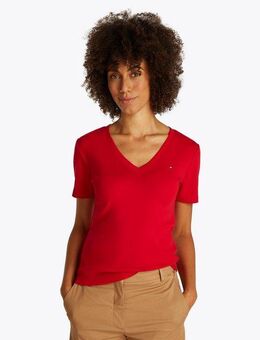 Tommy Hilfiger T-Shirt SLIM CODY V-NK SS mit V-Ausschnitt und Streifen gestreift, casual, slim fit, Baumwolle, V-Ausschnitt