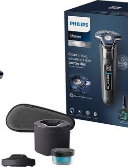 Philips Elektrorasierer Shaver Series 7000 S7887/55, Reinigungsstation, ausklappbarer Präzisionstrimmer, 1 Reinigungskartusche, Etui, Ladestand, mit SkinIQ Technologie