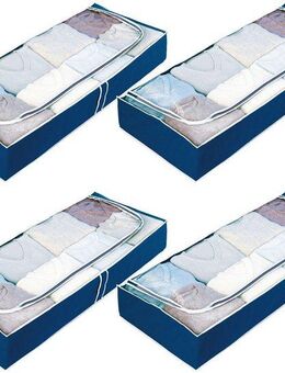 WENKO Unterbettkommode Modell Air (Set, 4 St), für Saisontextilien, mit Sichtfenster und 3-Seiten-Reißverschluss