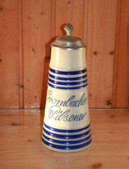 Krombacher, Crombacher Steingut Bierkrug mit Zinn Deckel 2,3 L - Borken