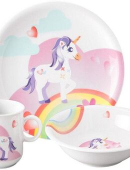 Seltmann Weiden Kindergeschirr-Set Compact Mein kleines Einhorn (3-tlg), 1 Personen, Porzellan, Teller, Schüssel, Becher, Made in Germany, 3 Teile, für 1 Person