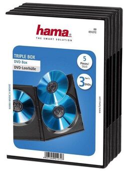 Hama DVD-Hülle DVD Leerhülle Dreier Box, Triple Box, 5er Pack, Schwarz, Schutzhülle