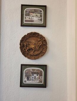 Rustikales Wanddeko-Set – Holzrelief & 2 gerahmte Bilder - Oberhausen