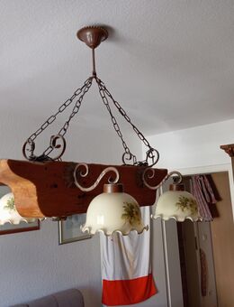 Wohnzimmer Lampe Vollholz mit 4 Leuchten und 3 Halogen Lampen - Sprockhövel