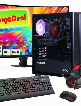 GAMEMAX GigaDeal Gaming-PC-Set Diamond BK PC-Komplettsystem (32", Intel® Core i5 14400F, RTX 4070, 32 GB RAM, 1000 GB SSD, Windows 11 + Gigabyte GS32QC LED-Monitor Curved, 80 cm (32)