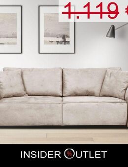 Sofa 250x107cm Creme Beige Luxus-Microfaser Beatrice - Köln