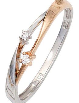 JOBO Diamantring, 585 Gold bicolor mit 2 Diamanten