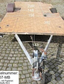 Plattformanhänger 1000kg ca 392 x 198 (plus 143 Deichsel) mit Brief, ZdR 148, ideal für TINY House, Quad- Zweirad-Maschinentransporter gebr. (Dethleffs RD3 BJ 89) - Schotten Zentrum