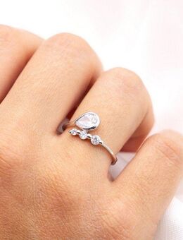 Zeeme Fingerring Silber 925 rhodiniert mit Zirkonia weiß