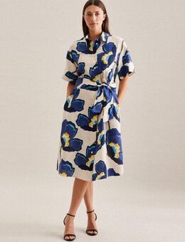 seidensticker Sommerkleid Schwarze Rose Kurzarm Kragen Floral