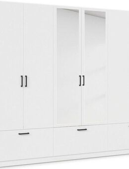 rauch Drehtürenschrank Kleiderschrank Schrank Garderobe Wäscheschrank BARI mit Spiegel mit Schubkästen und modernem Griff in Graumetallic MADE IN GERMANY