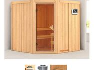 Karibu Sauna Jarla, BxTxH: 196 x 196 x 198 cm, 68 mm, (Set) 9-kW-Bio-Ofen mit externer Steuerung