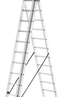 Hailo Anlegeleiter S100 ProfiLOT, Aluminium Kombileiter 3-teilig 3x12 Sprossen