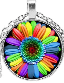 Halskette Glas Anhänger Blumen Regenbogen Modeschmuck 9,90* - Villingen-Schwenningen