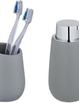 WENKO Badaccessoire-Set Badi, Set, 2 tlg., bestehend aus Seifenspender und Zahnputzbecher, Keramik