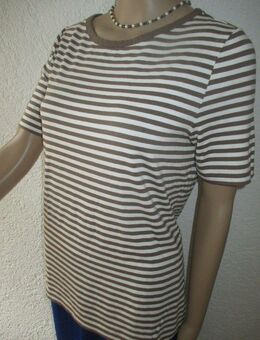 NEU mit Etikett * Edel * stylisch * Streifen * Ringel * Kurzarm * Bodycon * T- Shirt "Betty Barclay" Gr. 40- 42/ M nougat- braun * natur- weiß * - Riedlingen