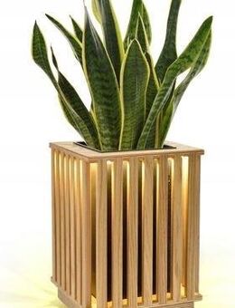 Handmade Blumentopf aus Eichenlamellen quadratisch 2in1 LED Beleuchtung 28cm - Wuppertal
