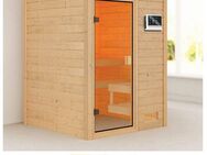 welltime Sauna Sandy, BxTxH: 145 x 145 x 187 cm, 38 mm, 3,6-kW-Plug & Play Ofen mit ext. Steuerung