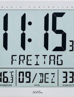 AMS Funkwanduhr F5884 (Quarzuhr,Datum,Wohnzimmer,Esszimmer,Küche,Arbeitszimmer,Büro,Flur)