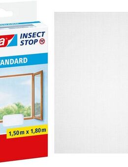 tesa Insektenschutz-Fensterrahmen Insect Stop Standard Fliegengitter für Fenster 1.5 m x 1.8 m, (Packung, 1-St., Fliegennetz, Klettband), Insektenschutzgitter -Fliegenetz ohne Bohren-zuschneidbar