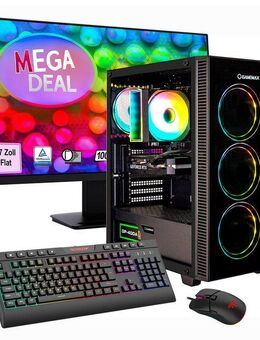 GAMEMAX MegaDeal Draco XD 2693 AMD Ryzen 5 5500 RTX 5060 16GB 1TB SSD Gaming-PC-Komplettsystem (27", AMD Ryzen 5 5500, RTX 5060, 16 GB RAM, 1000 GB SSD, Windows 11 + MSI PRO MP273A Monitor, 69cm (27)
