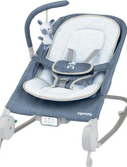 ingenuity Babywippe Happy Belly™ Rock-to-Bounce Massage Seat - Chambray, mit Melodien und Geräuschen