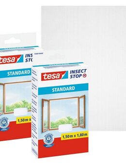 tesa Insektenschutz-Fensterrahmen Insect Stop Standard Fliegengitter für Fenster 1.5 m x 1.8 m, (Packung, 2-St., Fliegennetz, Klettband), Insektenschutzgitter -Fliegenetz ohne Bohren-zuschneidbar