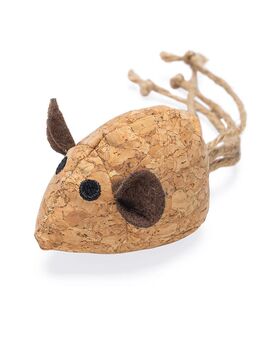 beeztees Catnip Katzenspielzeug Kork-Maus Reinie - L 16 x B 6 cm