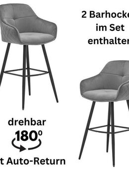 Stolkom Sp.z.o.o. Barhocker Emma (Set, 2 St), Komfortsitzhöhe 73 cm, 180°drehbar Auto Return funktion