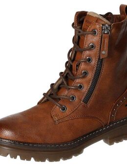 Mustang Shoes Winterboots, Blockabsatz, Winterstiefelette, Schnürboots, Nieten und Ziernähten