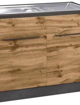 KOCHSTATION Spülenschrank KS-Tulsa 100 cm breit, 2 Türen, Metallgriff, MDF Front, inkl. Einbauspüle