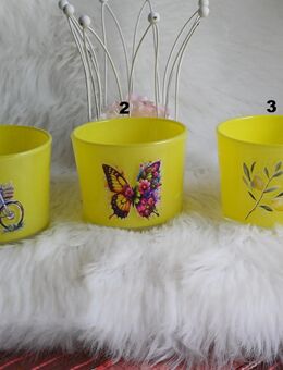 Windlicht Glas Gelb Lavendel Schmetterling Zitronen - Rheinbach
