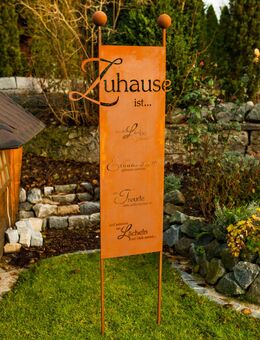 Großer Gartenstecker "Zuhause" Spruchschild Edelrost - Kraftisried
