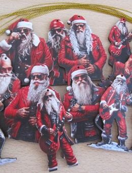 12 Gitarristen-Weihnachtsmänner, Holz, 8 cm, aus meiner Sammlung - Darmstadt